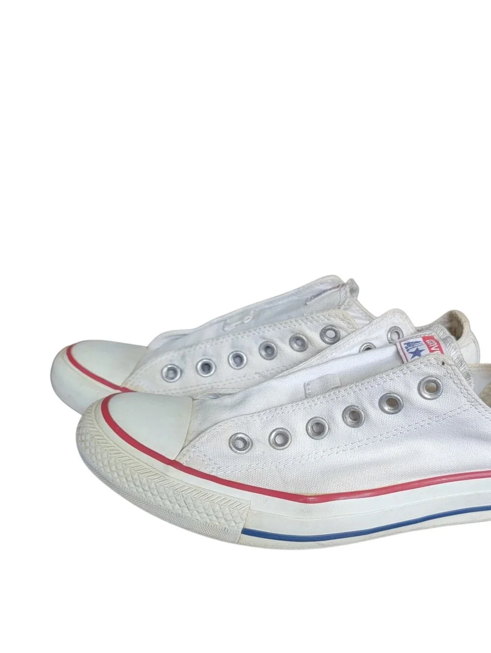 Converse Women's White Slip-On Canvas Sneakers - Picture 8 of 13